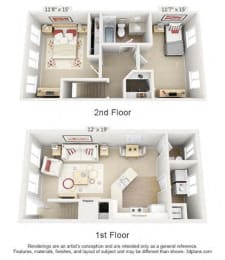  Floor Plan 2 Bed Townhome